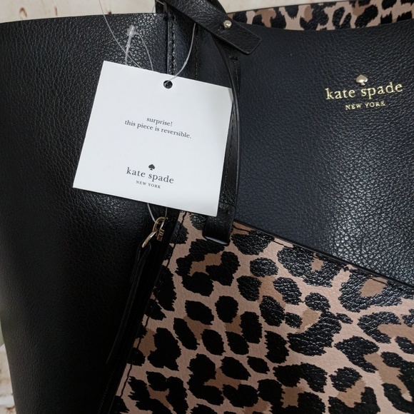 Kate Spade Leopard Arch Place Mya Reversible Tote - Picture 4 of 8
